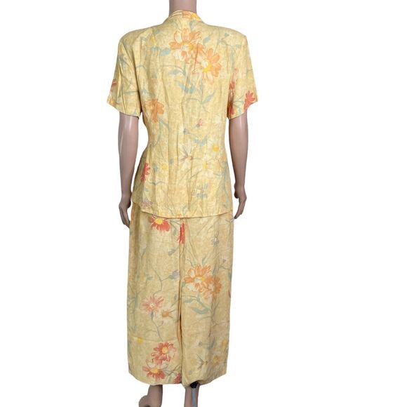 Vintage Proportion Petite by Denise Cape Maxi Skirt Set Womens 12 Yellow Floral - Picture 8 of 11